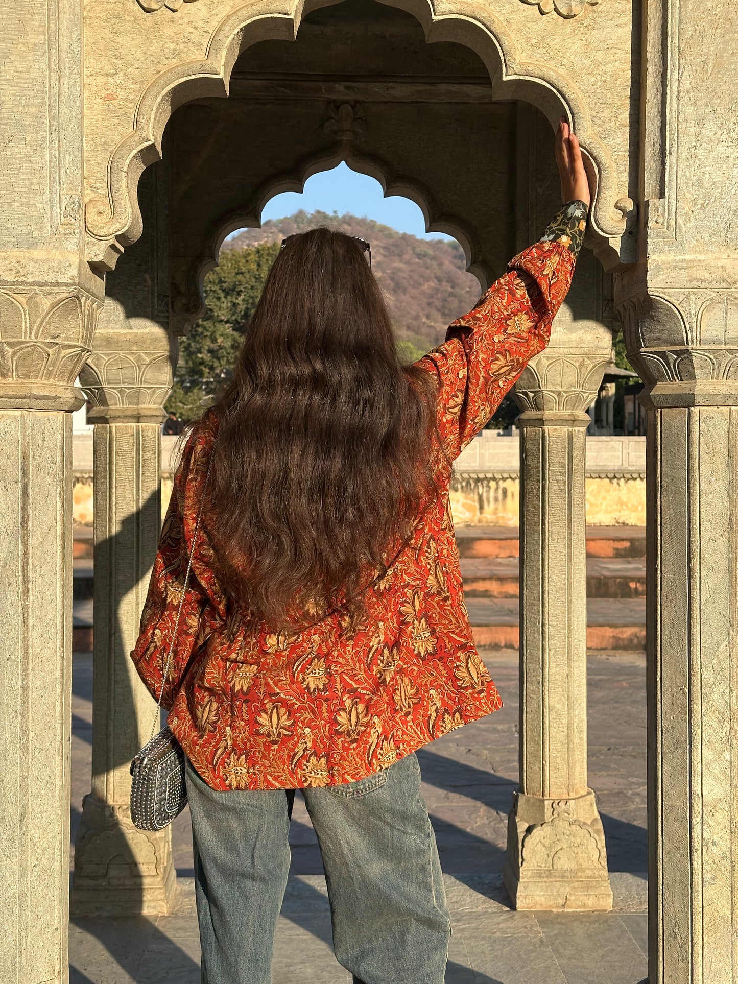 Lal Kashish Handcrafted Loose Fit Cotton Shirt – Natural Dye Bagru Block Print