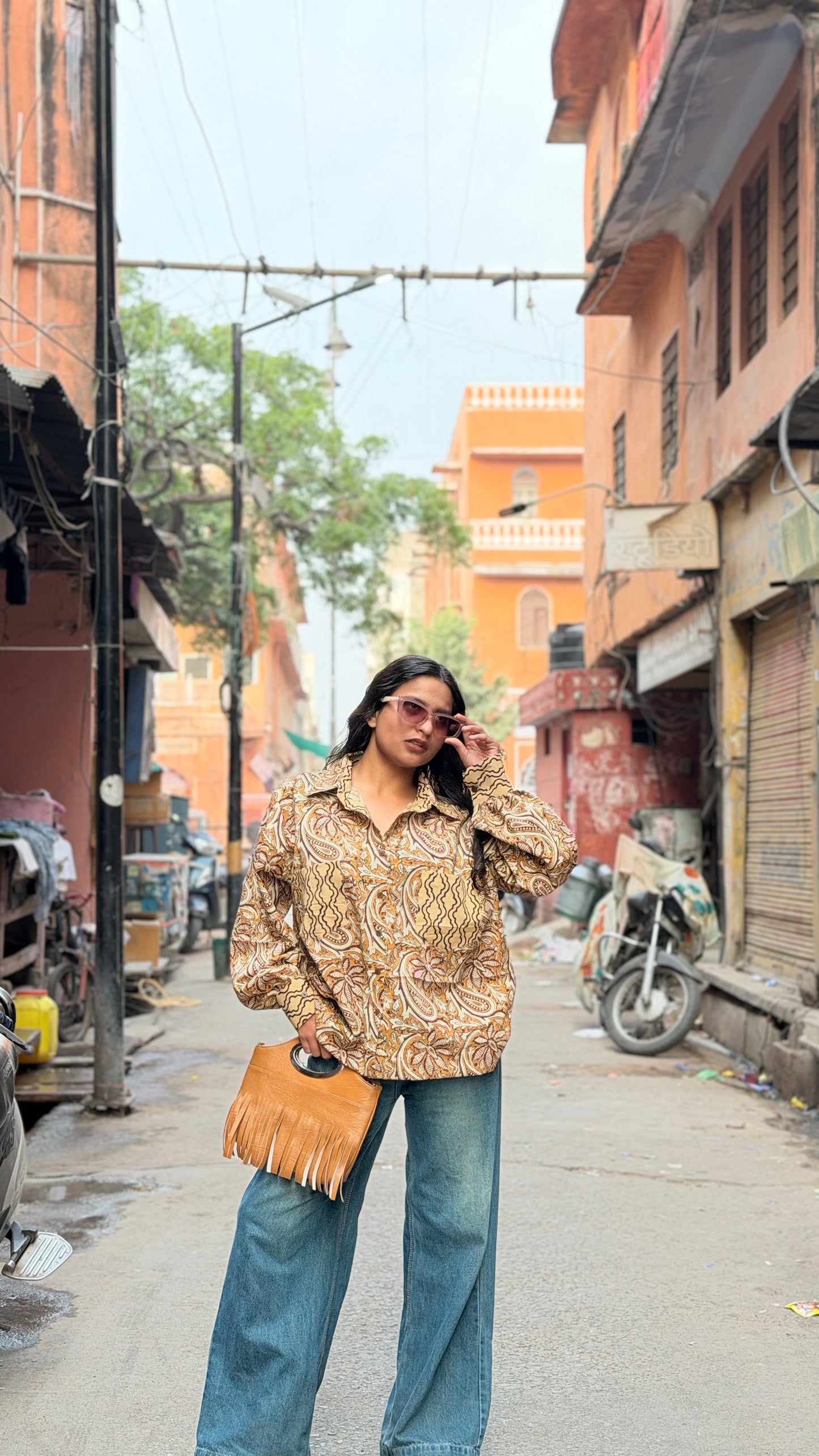 KESULA Mustard Bagru Print Loose Fit shirt