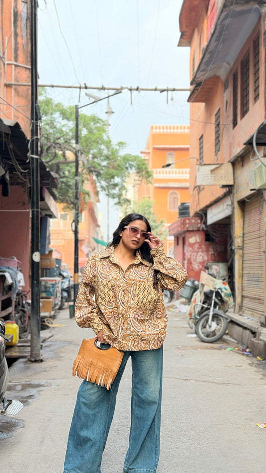 KESULA Mustard Bagru Print Loose Fit shirt