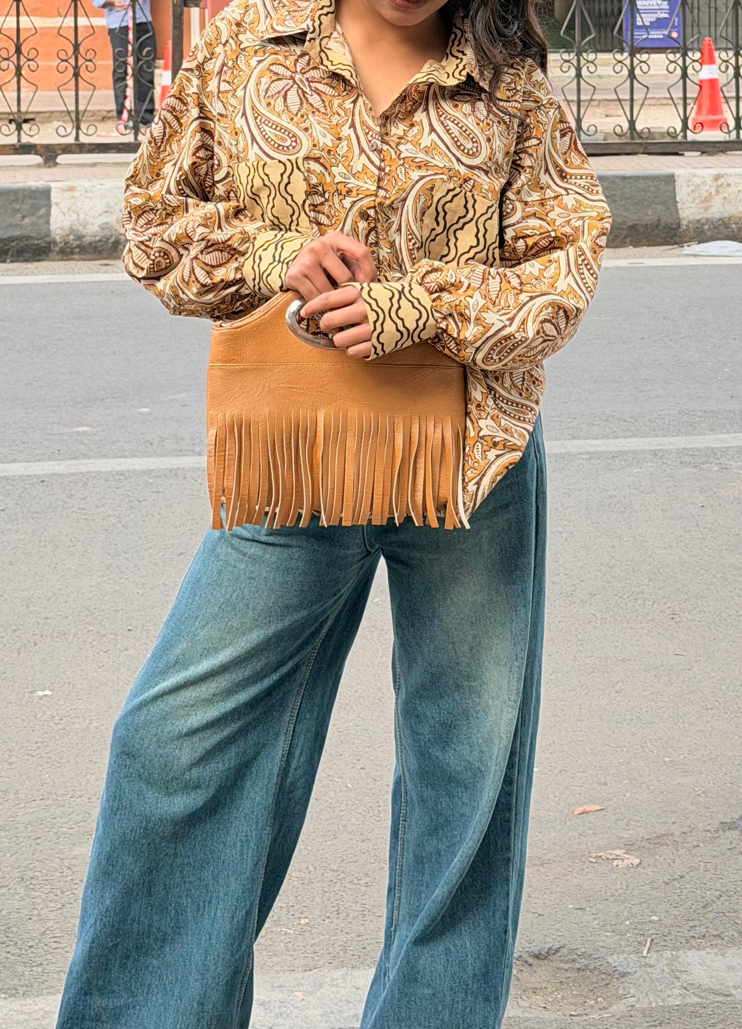 KESULA Mustard Bagru Print Loose Fit shirt