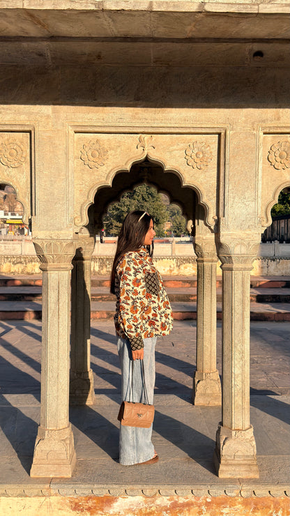 Bagru Chapai Loose Fit Cotton Shirt | 100 % Handcrafted Natural Dye Block Printed Shirt