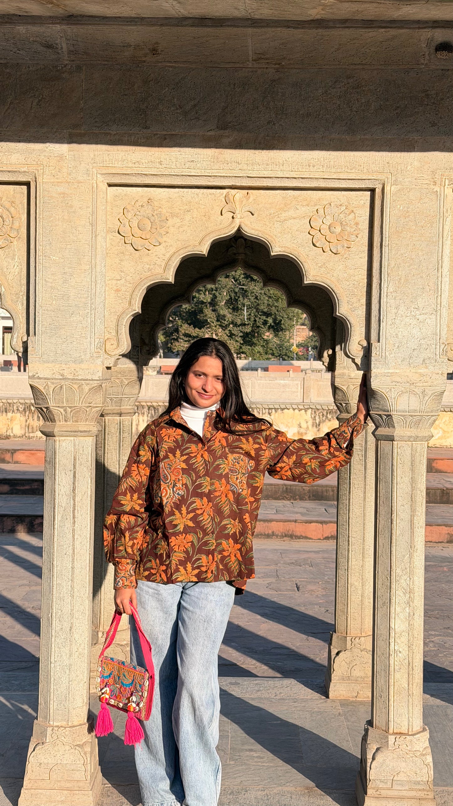 Bidan Handcrafted Loose Fit Cotton Shirt – Natural Dye Bagru Print