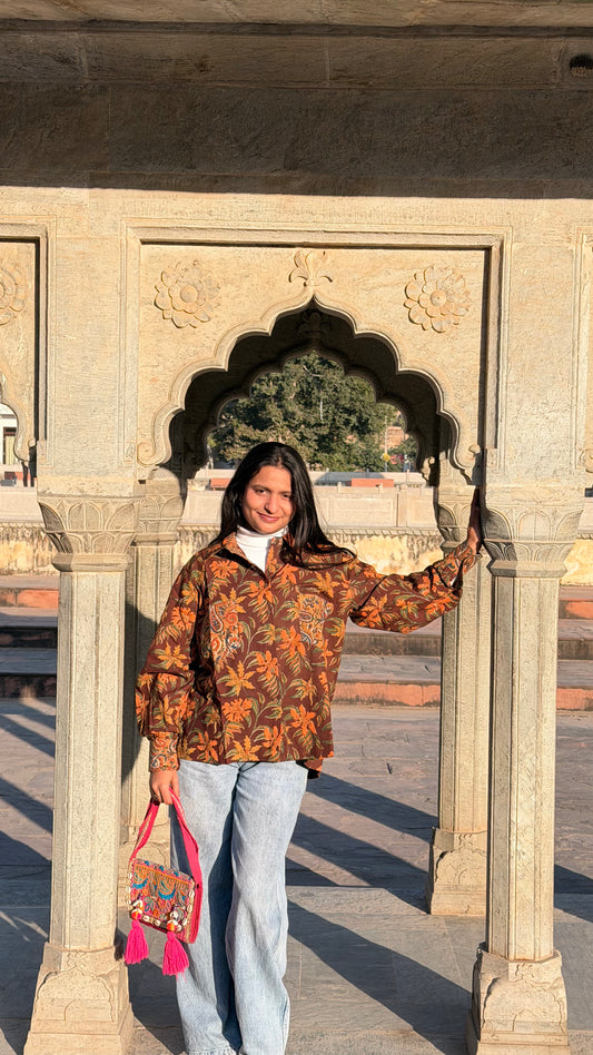 Bidan Handcrafted Loose Fit Cotton Shirt – Natural Dye Bagru Print