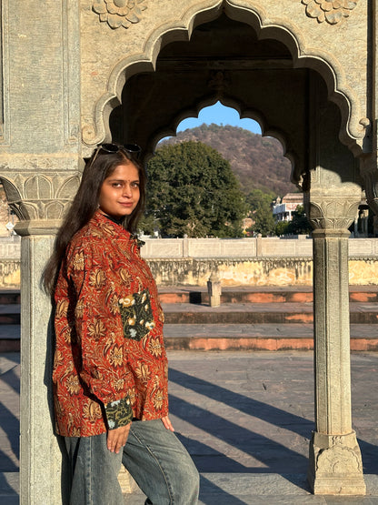 Lal Kashish Handcrafted Loose Fit Cotton Shirt – Natural Dye Bagru Block Print